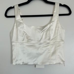 Aritzia’s Wilfred Ivory silk corset like top